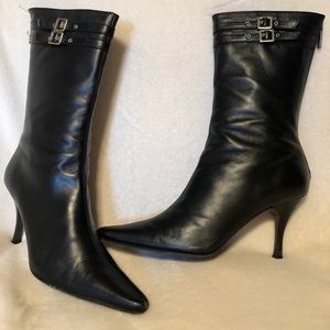 Black leather boots